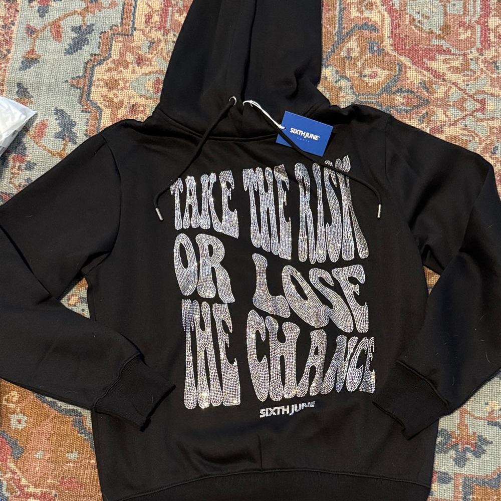 Sixth June rein stones women’s hoodie size S NWT